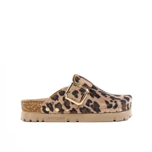 BIANCOMOLINA ženska kožna klompa - anatomik leopard